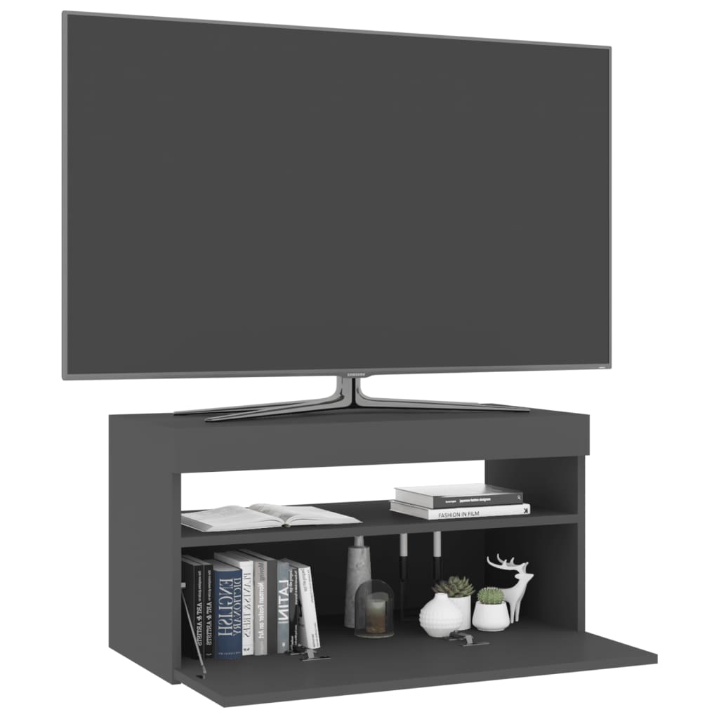 vidaXL TV-Schrank mit LED-Leuchten Grau 75x35x40 cm