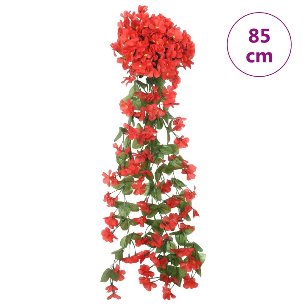 vidaXL Künstliche Blumengirlanden 3 Stk. Rot 85 cm