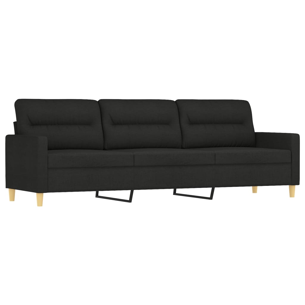 vidaXL 3-Sitzer-Sofa mit Kissen Schwarz 210 cm Stoff