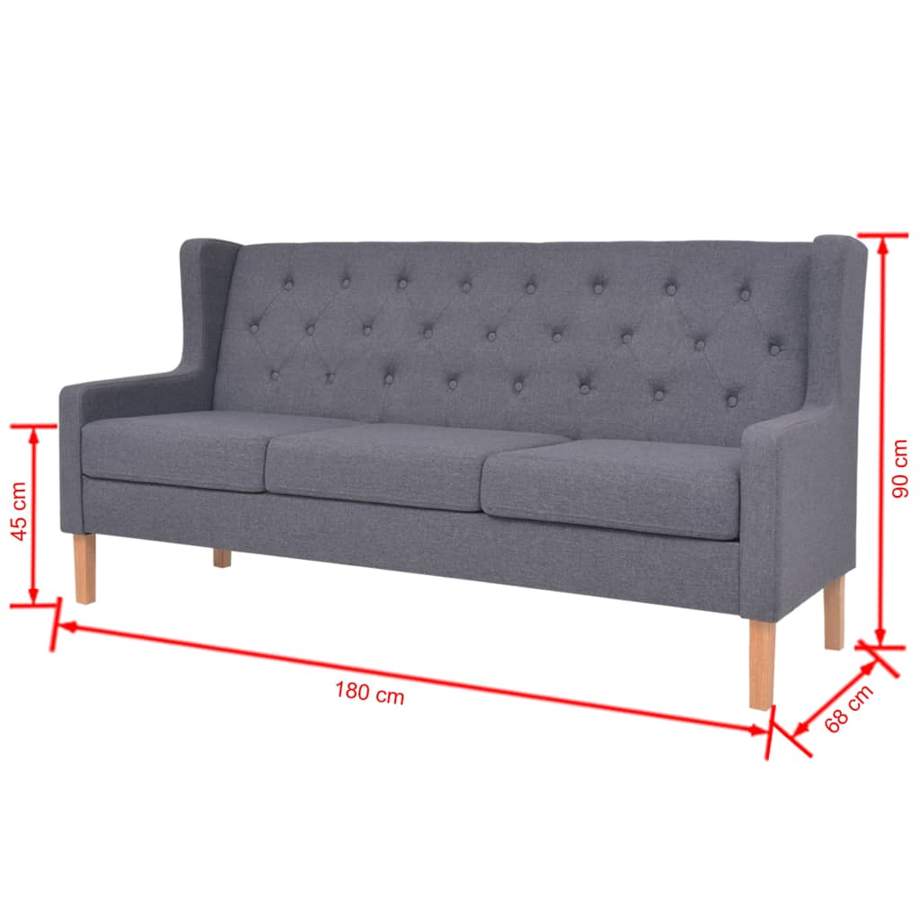 vidaXL 3-Sitzer-Sofa Stoff Grau