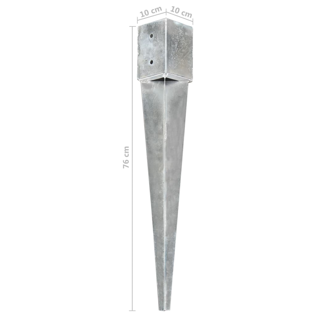 vidaXL Erdspieße 6 Stk. Silbern 10×10×76 cm Verzinkter Stahl