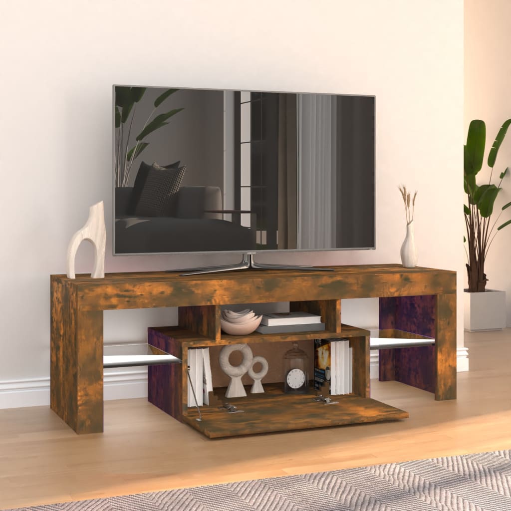 vidaXL TV-Schrank mit LED-Leuchten Räuchereiche 120x35x40 cm