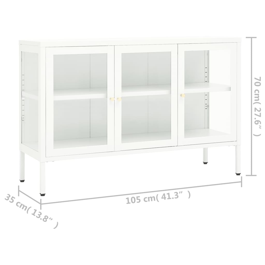 vidaXL Sideboard Weiß 105x35x70 cm Stahl und Glas