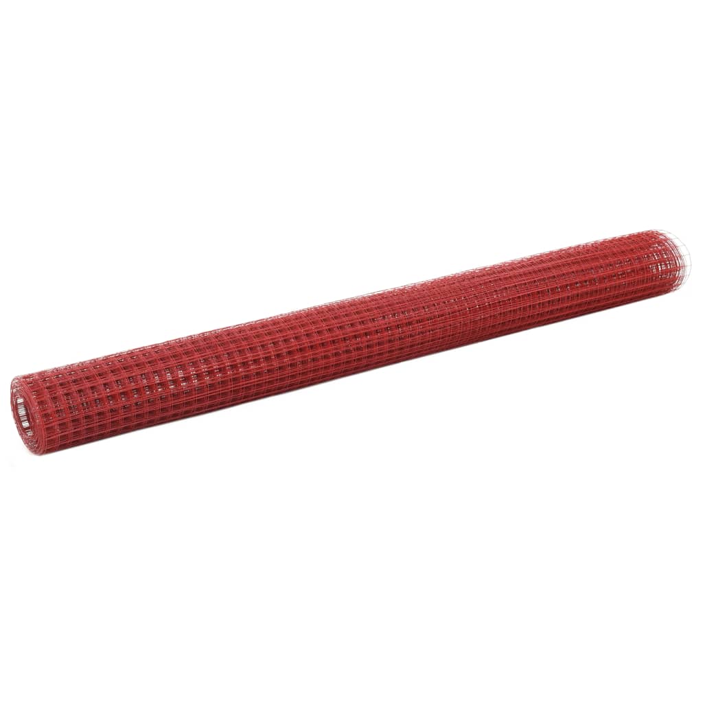 vidaXL Drahtzaun Stahl mit PVC-Beschichtung 10x1,5 m Rot