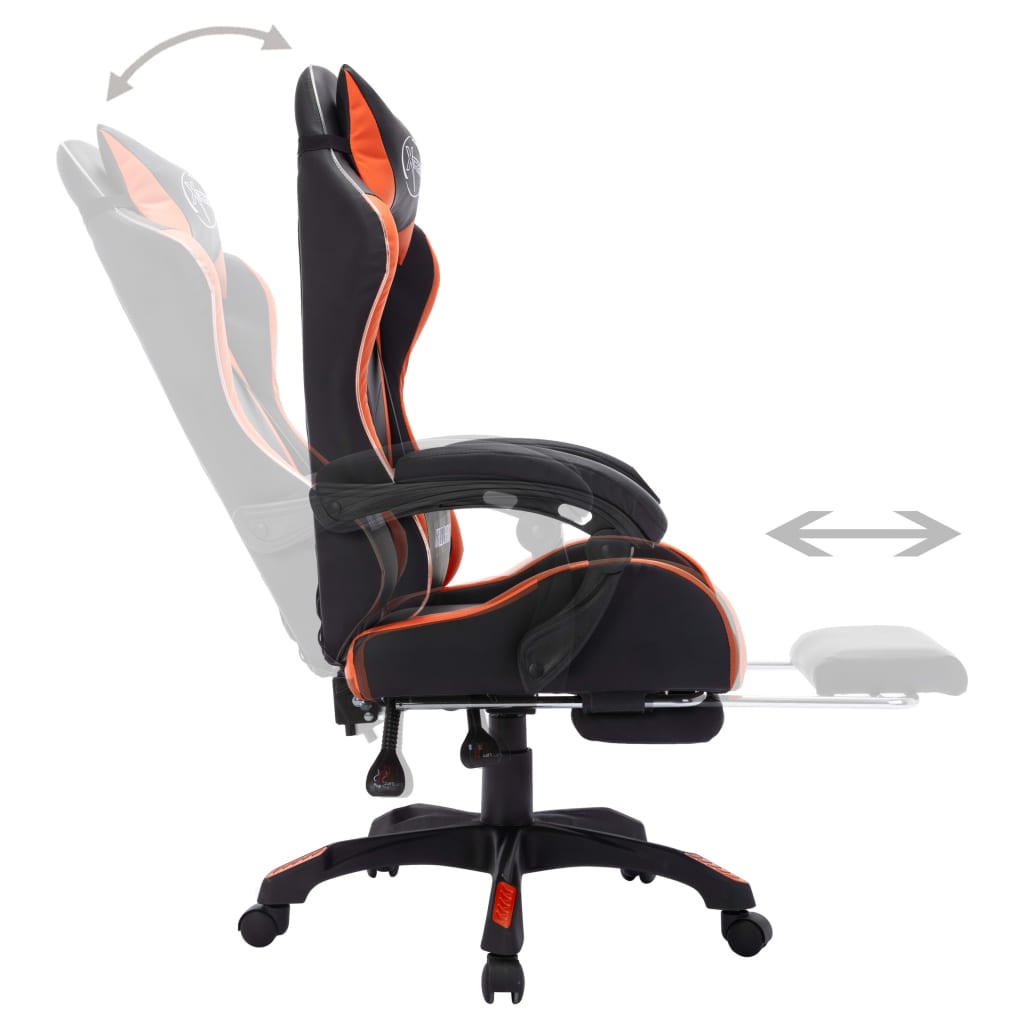 vidaXL Gaming-Stuhl mit RGB LED-Leuchten Orange und Schwarz Kunstleder