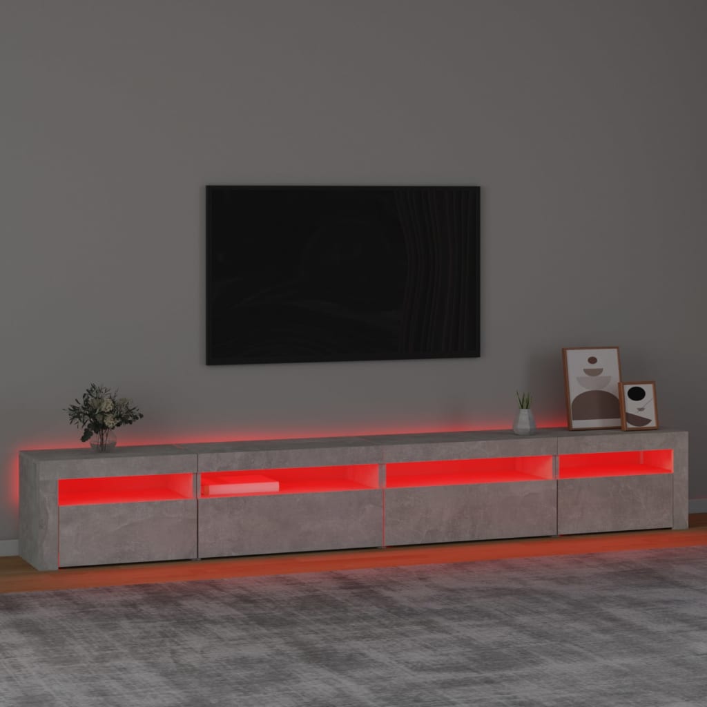 vidaXL TV-Schrank mit LED-Leuchten Betongrau 270x35x40 cm