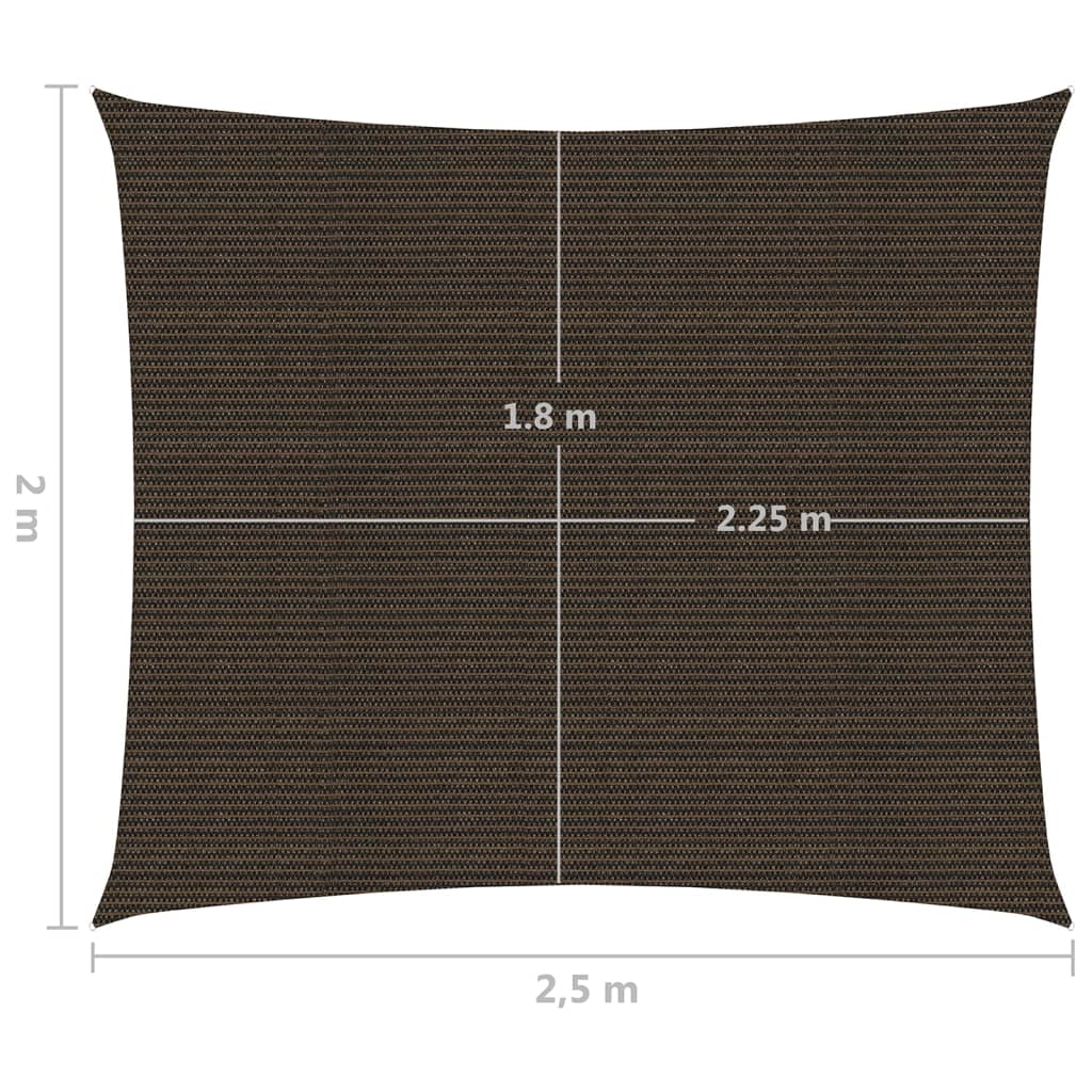 vidaXL Sonnensegel 160 g/m² Braun 2x2,5 m HDPE