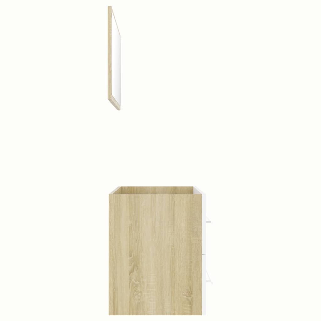 vidaXL 2-tlg. Badmöbel-Set Weiß und Sonoma-Eiche Holzwerkstoff