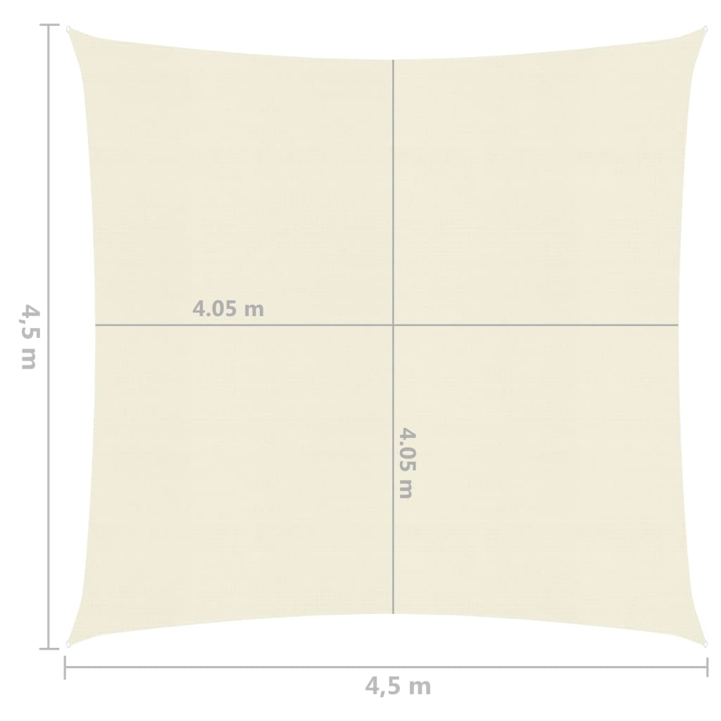 vidaXL Sonnensegel 160 g/m² Creme 4,5x4,5 m HDPE