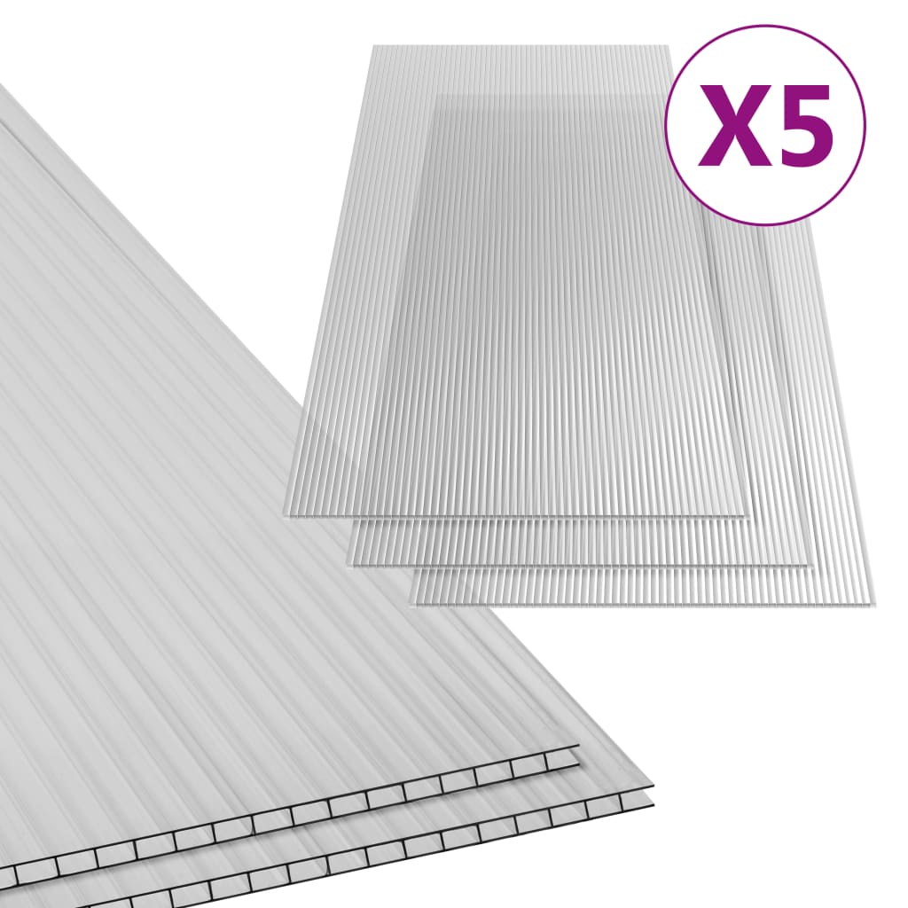vidaXL Polycarbonatplatten 5 Stk. 4,5 mm 150 x 65 cm