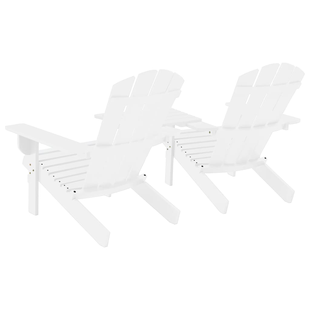 vidaXL Garten-Adirondack-Stühle mit Teetisch Massivholz Tanne Weiß
