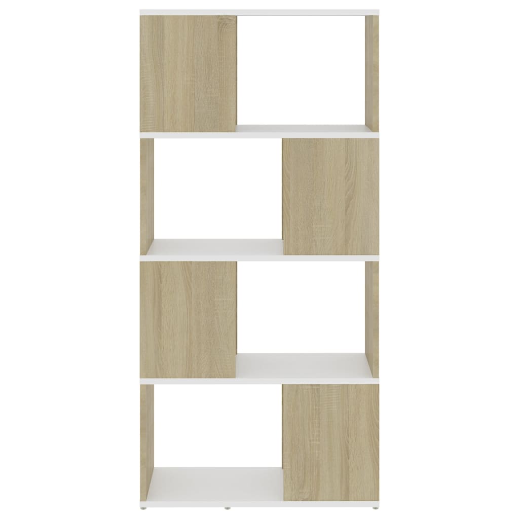 vidaXL Bücherregal Raumteiler Weiß Sonoma-Eiche 60x24x124,5 cm