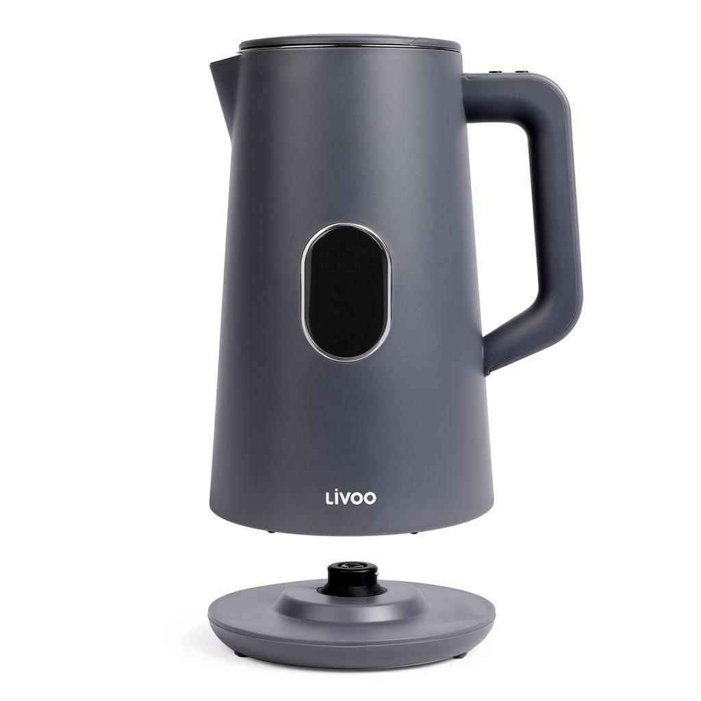 Livoo Wasserkocher mit Digitalanzeige Edelstahl 1,5 L Grau