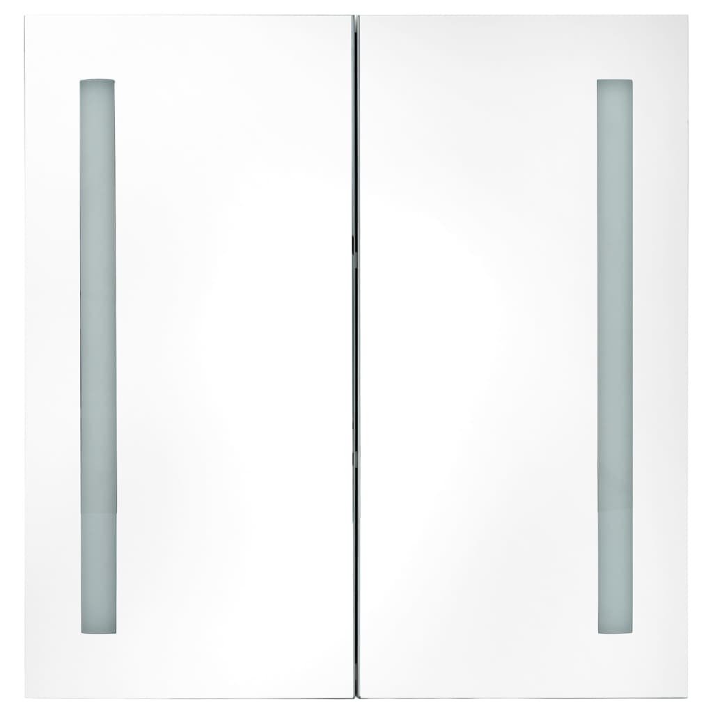vidaXL LED-Bad-Spiegelschrank Glänzendes Weiß 62x14x60 cm