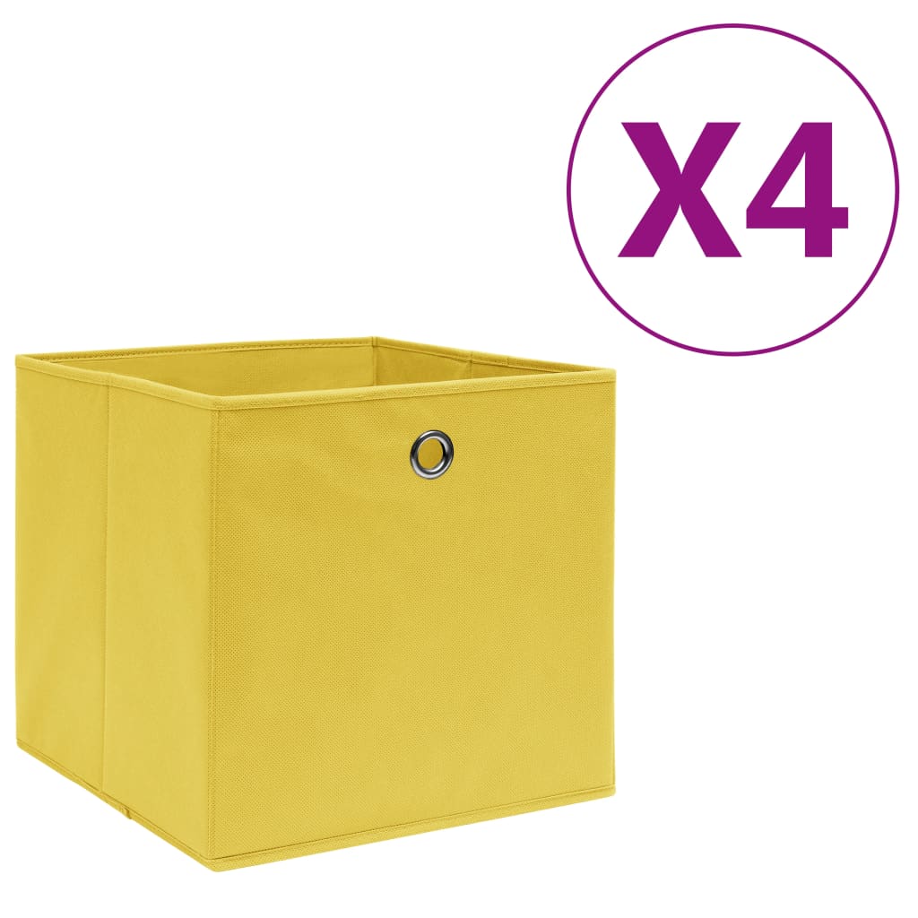 vidaXL Aufbewahrungsboxen 4 Stk. Vliesstoff 28x28x28 cm Gelb