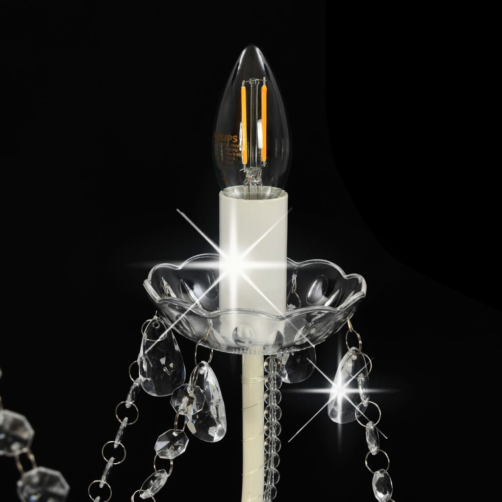 vidaXL Kronleuchter mit Perlen Weiß 8 x E14-Fassungen