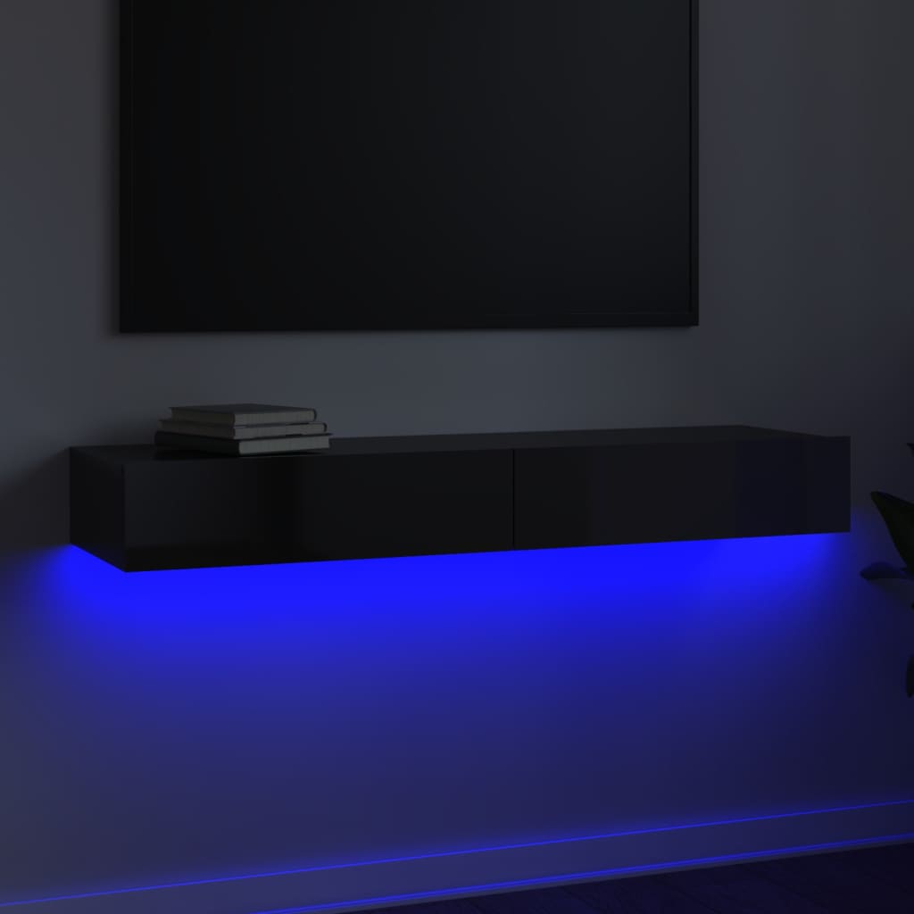 vidaXL TV-Schrank mit LED-Leuchten Hochglanz-Grau 120x35x15,5 cm