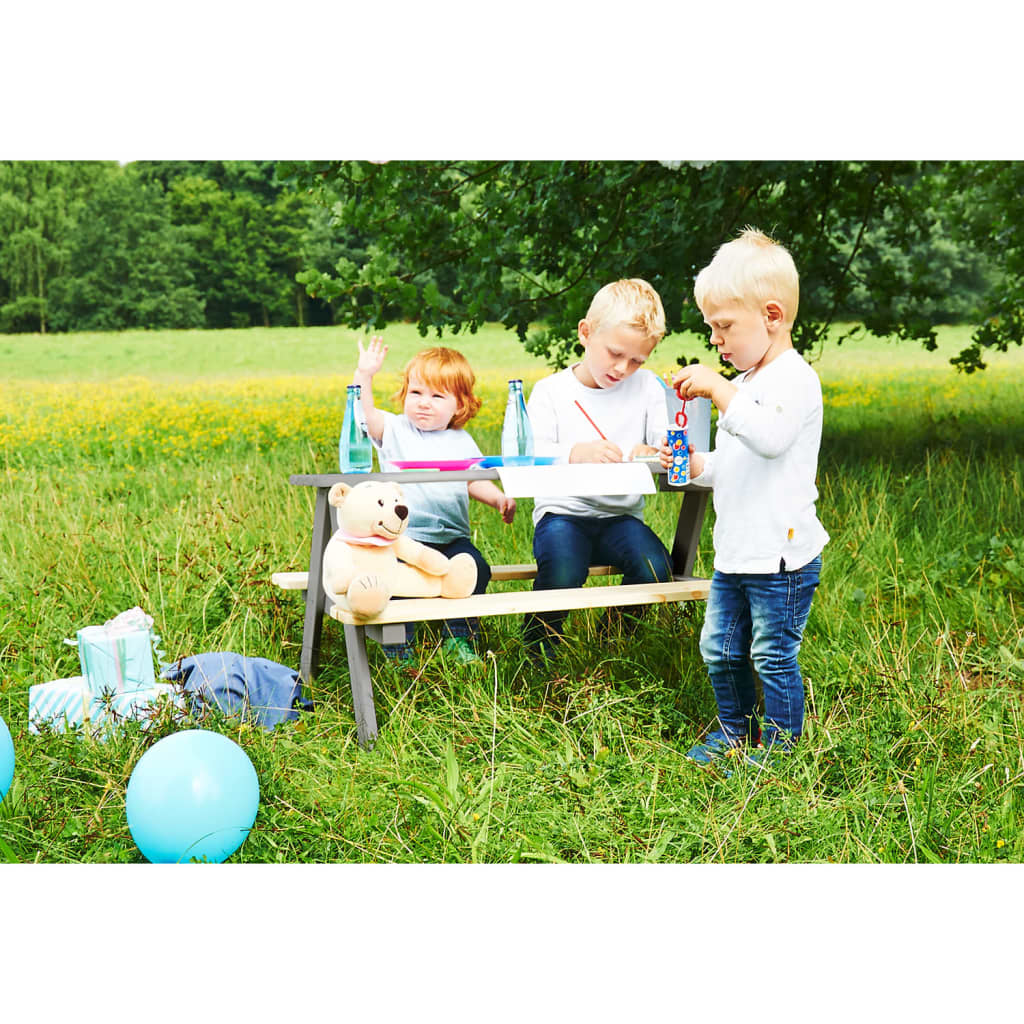 Pinolino Kinder-Picknicktisch mit Bänken Nicki für 4 Holz Grau