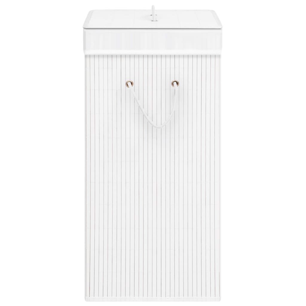 vidaXL Bambus-Wäschekorb mit 2 Fächern Weiß 72 L