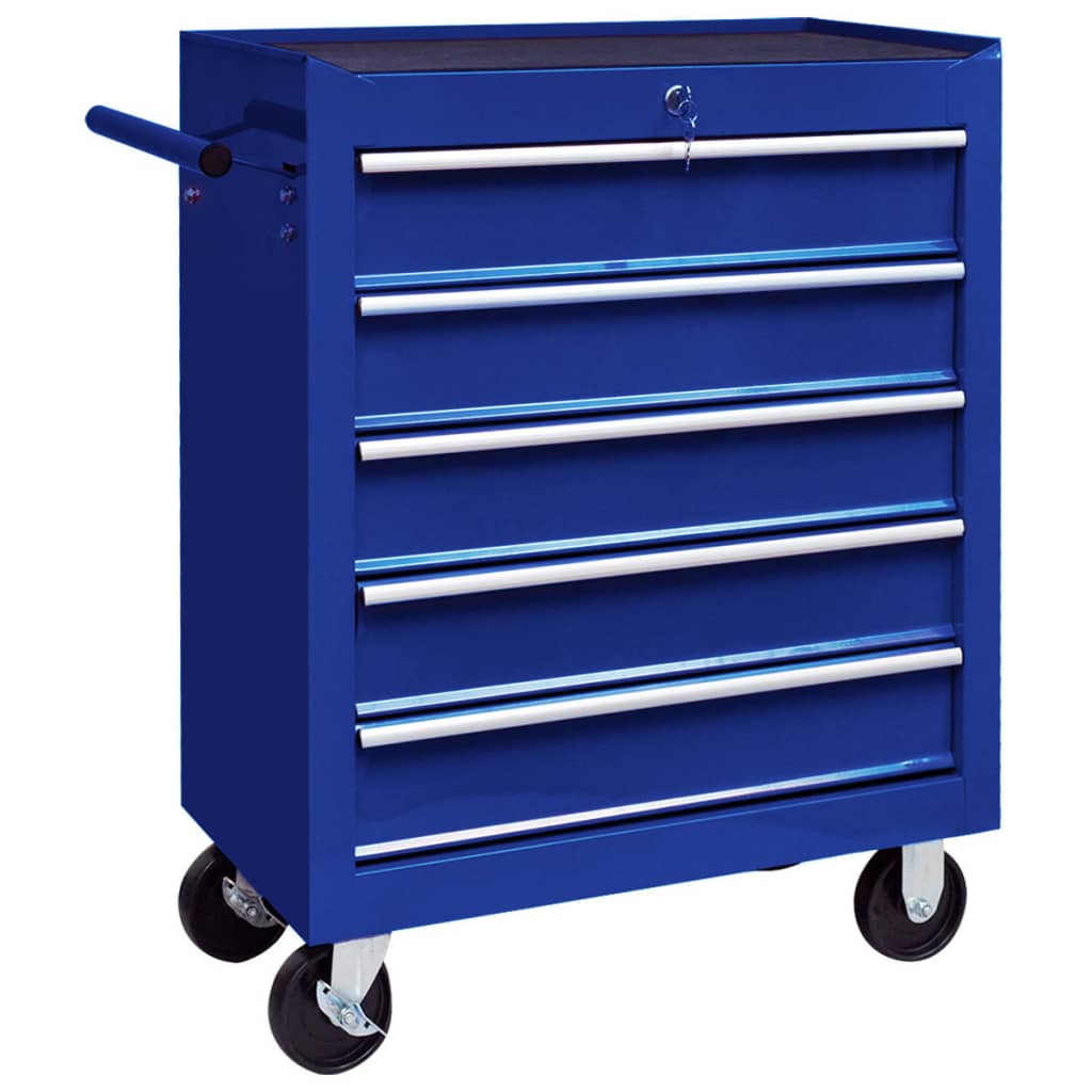 vidaXL Werkstattwagen mit 5 Schubladen Blau