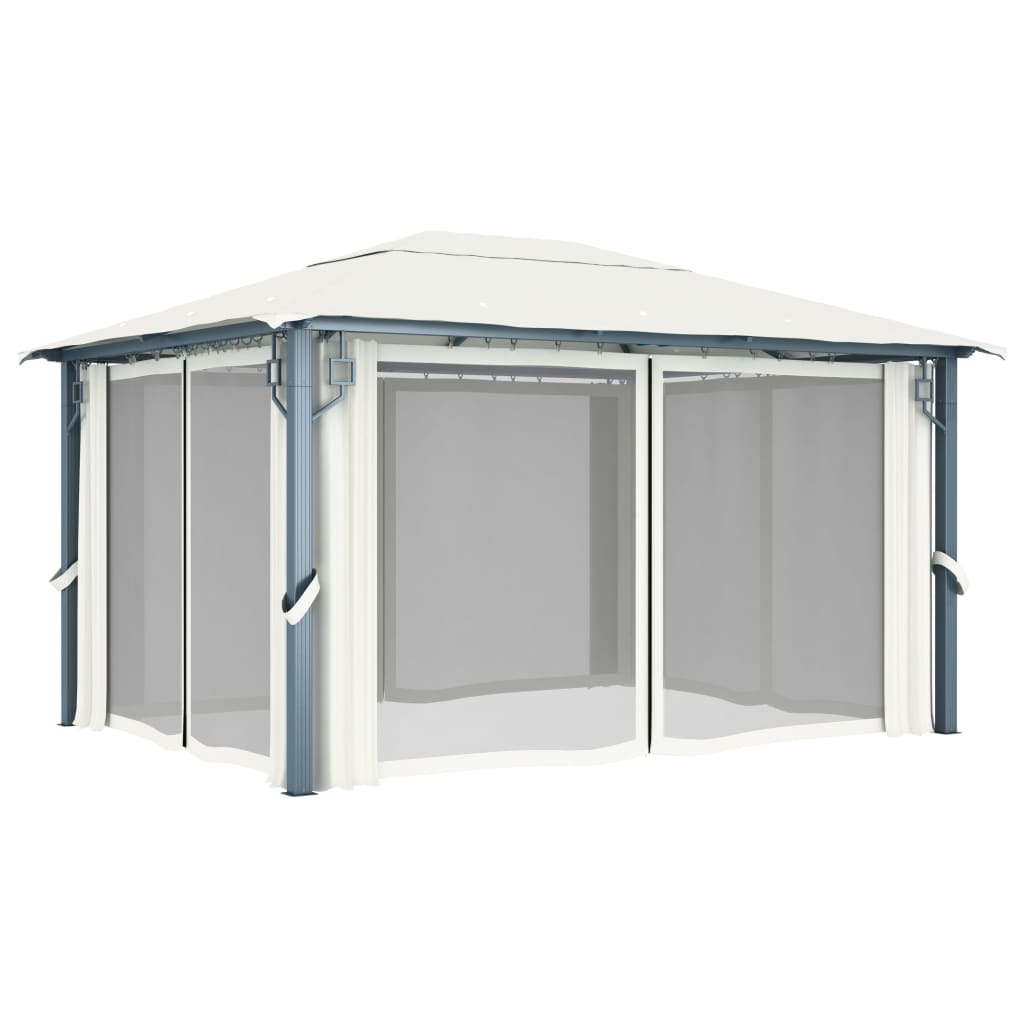 vidaXL Pavillon mit Vorhängen 400 x 300 cm Creme Aluminium