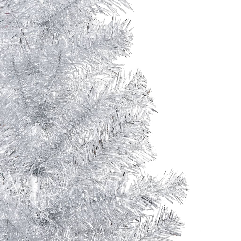 vidaXL Künstlicher Weihnachtsbaum mit LEDs & Kugeln Silbern 150cm PET