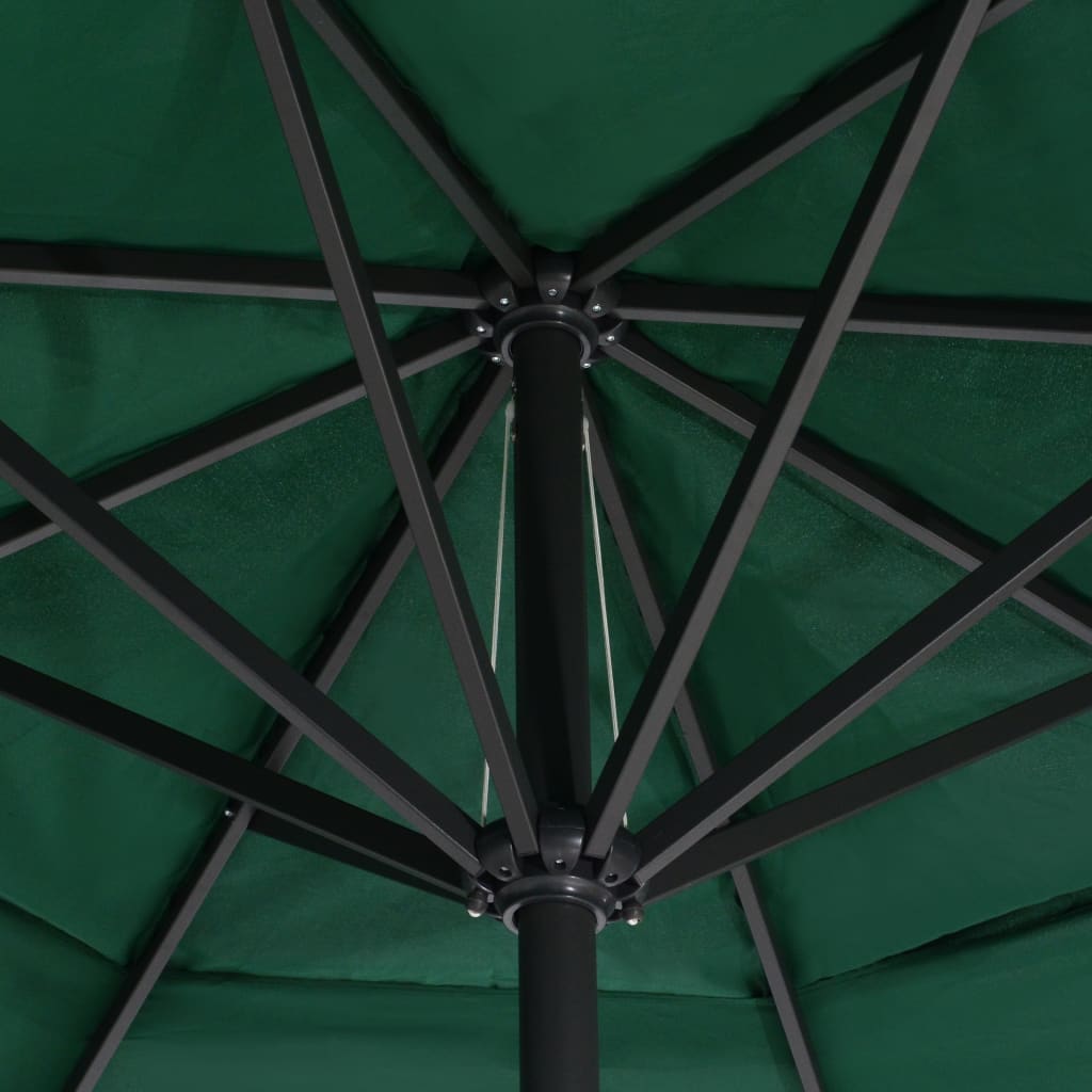 Sonnenschirm Mit Aluminium-Mast – Ø 270 Cm, Grün, UV-Schutz, Kurbelmechanismus Für Garten