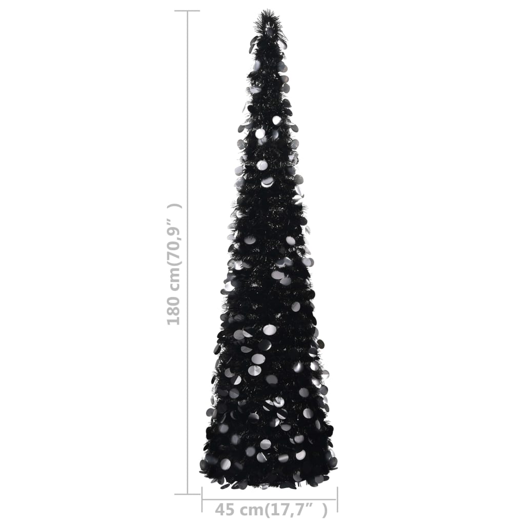 vidaXL Künstlicher Pop-Up-Weihnachtsbaum Schwarz 180 cm PET