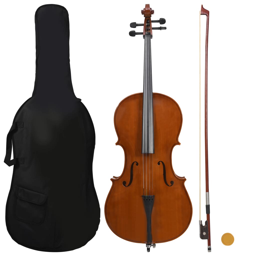 vidaXL Cello Komplettset mit Tasche & Bogen Naturhaar Dunkles Holz 4/4