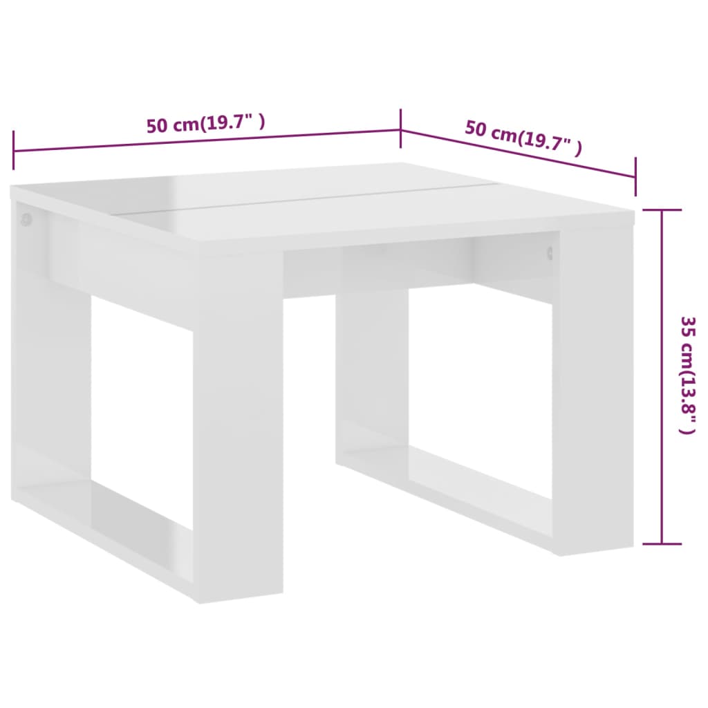 vidaXL Beistelltisch Hochglanz-Weiß 50x50x35 cm Holzwerkstoff