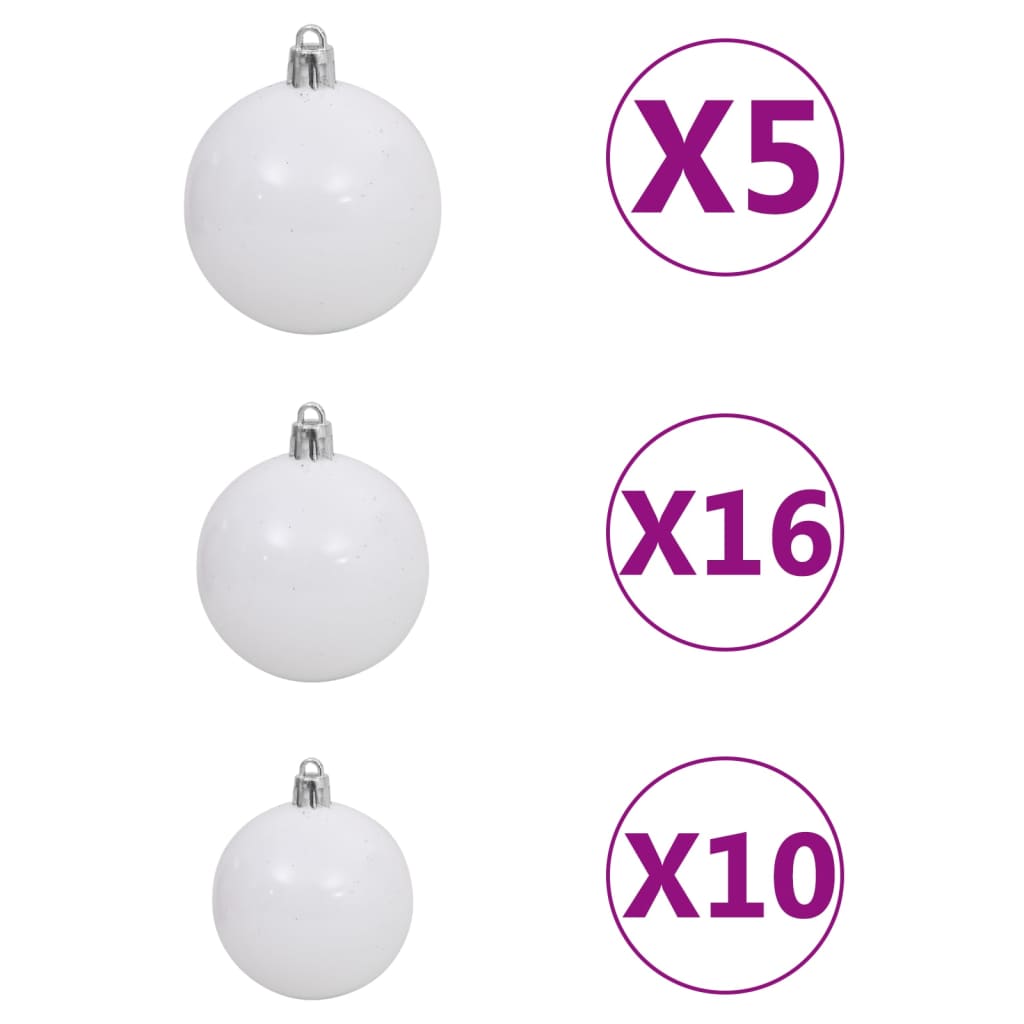 vidaXL Künstlicher Weihnachtsbaum Beleuchtung & Kugeln LEDs 300cm Weiß