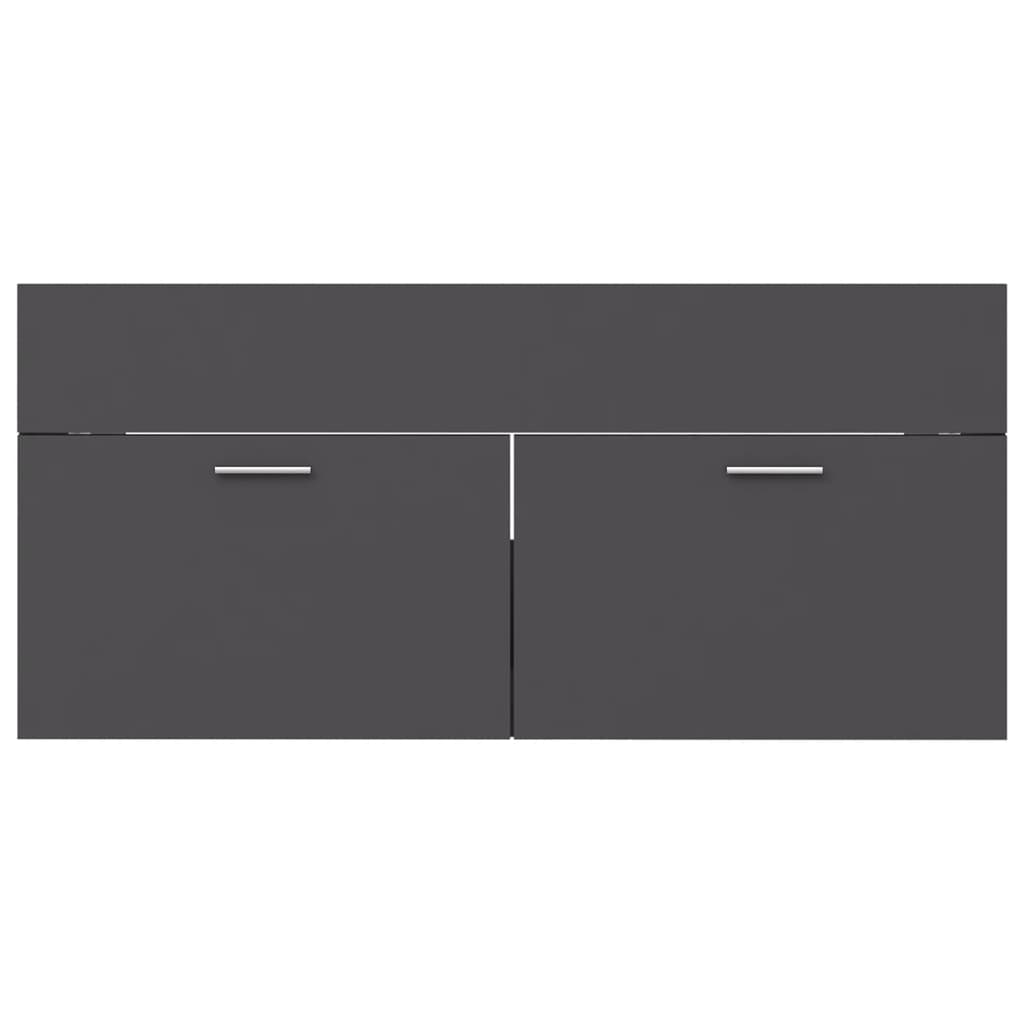 vidaXL Waschbeckenunterschrank mit Einbaubecken Grau Holzwerkstoff