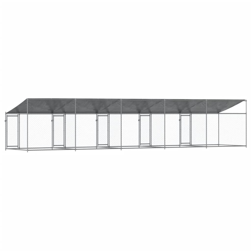 vidaXL Hundezwinger mit Dach und Türen Grau 10x2x2 m Verzinkter Stahl