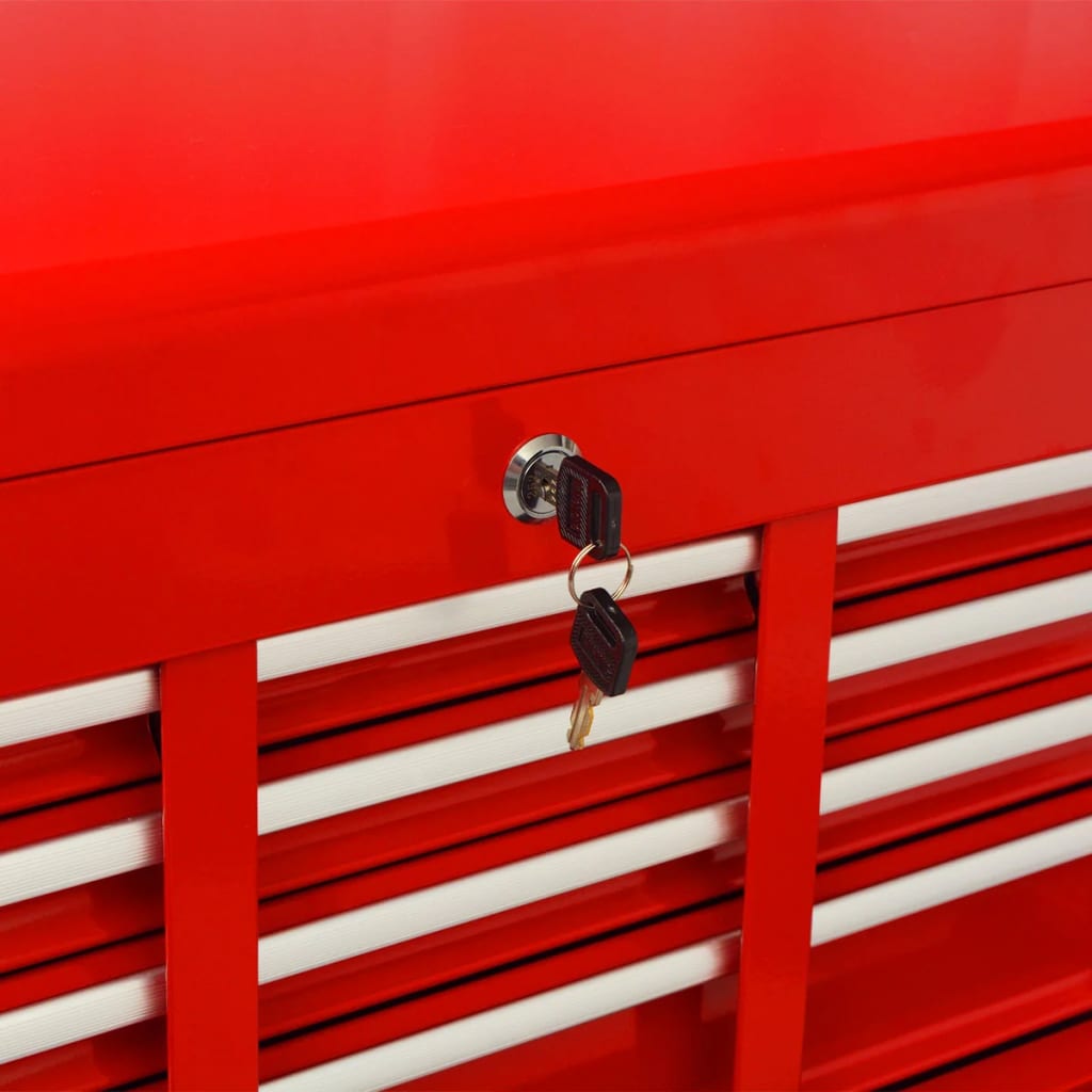 vidaXL Werkstattwagen mit Kasten 6 Schubladen Stahl Rot