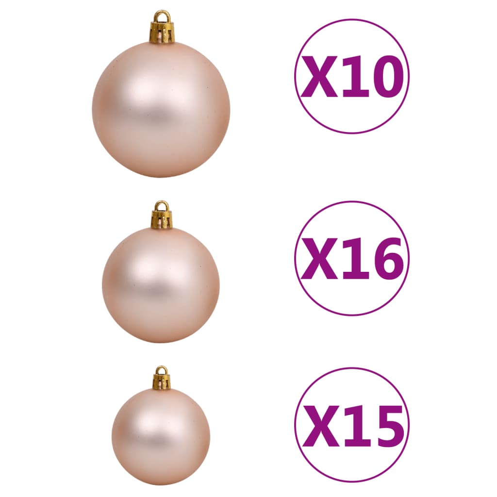 vidaXL Künstlicher Weihnachtsbaum Beleuchtung & Kugeln Gold 210 cm