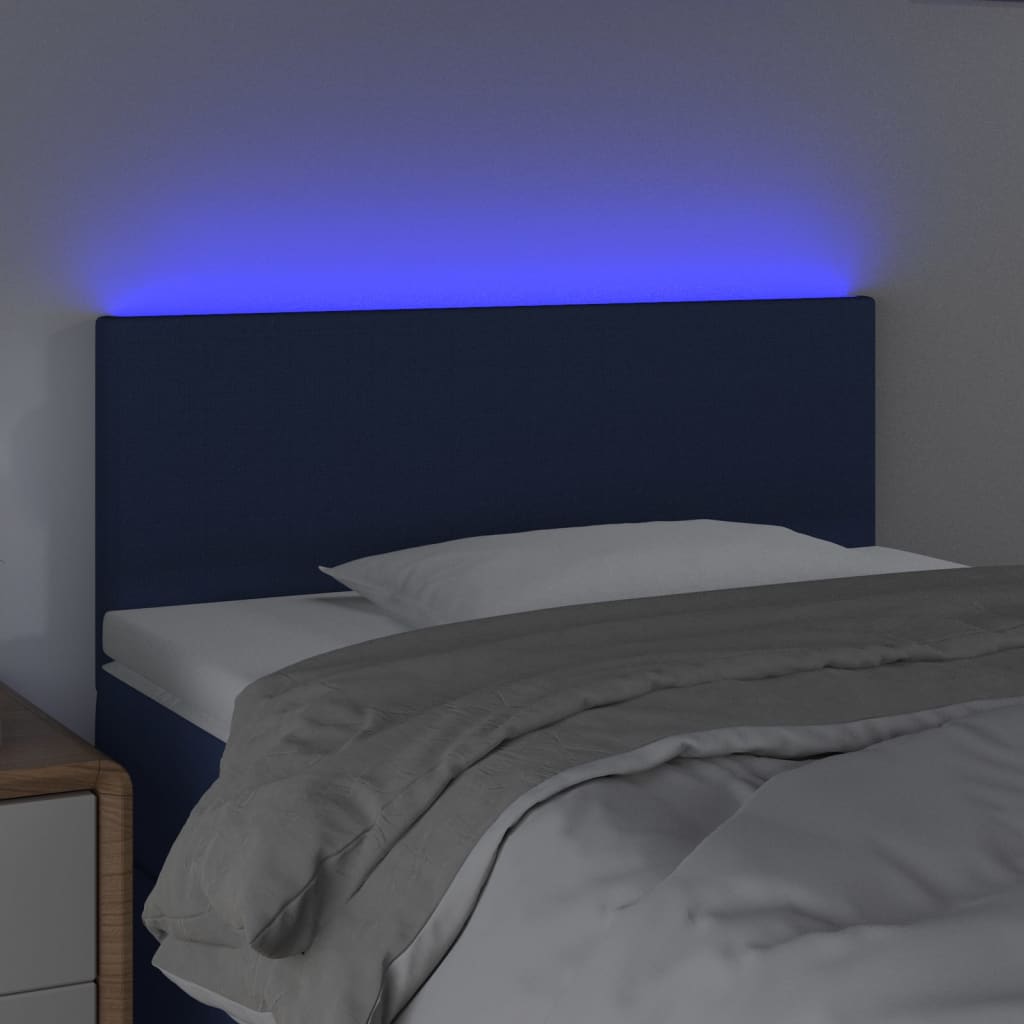 vidaXL LED Kopfteil Blau 100x5x78/88 cm Stoff