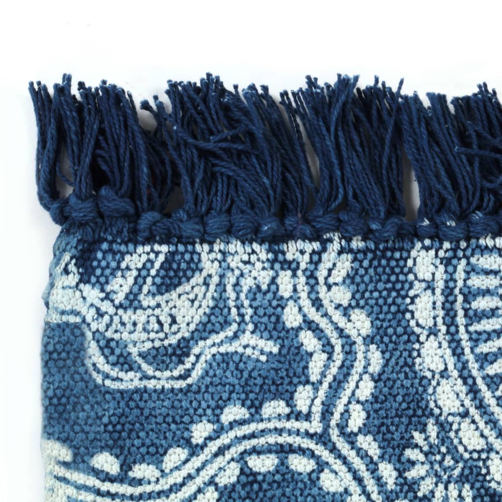 vidaXL Kelim-Teppich Baumwolle 120x180 cm mit Muster Blau