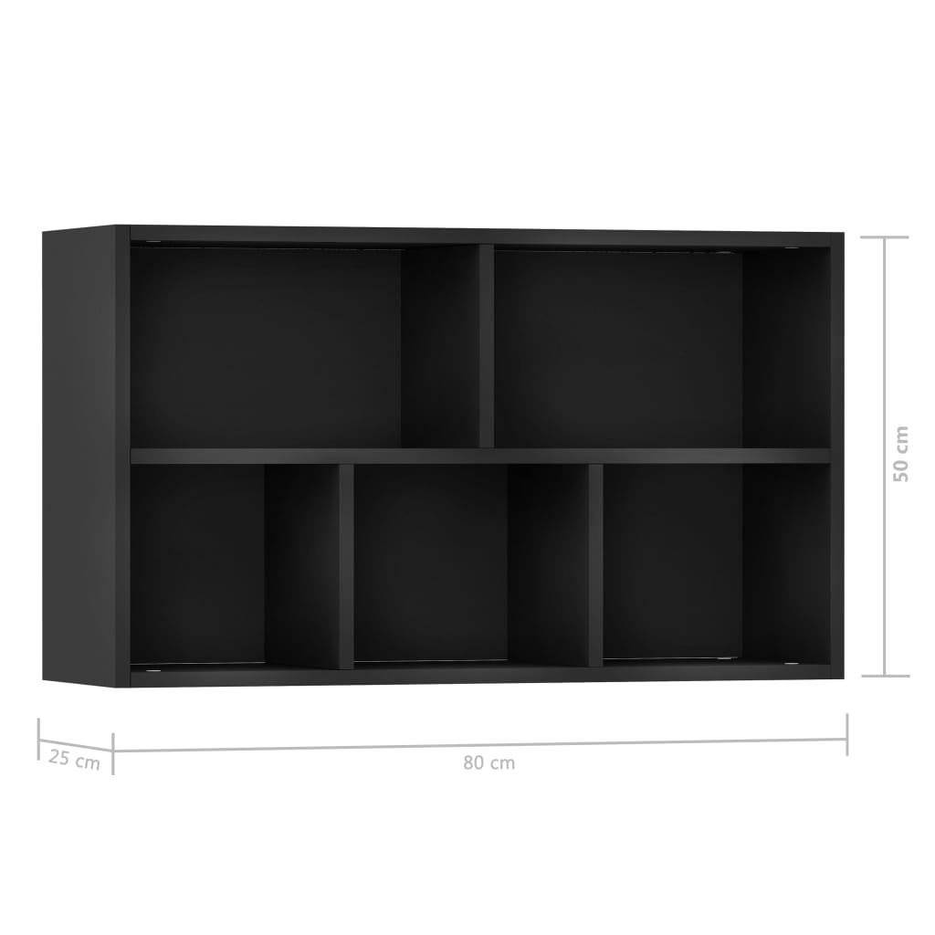 vidaXL Bücherregal/Sideboard Schwarz 50x25x80 cm Holzwerkstoff