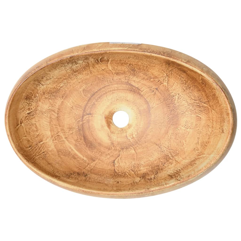 vidaXL Aufsatzwaschbecken Braun Oval 59x40x15 cm Keramik