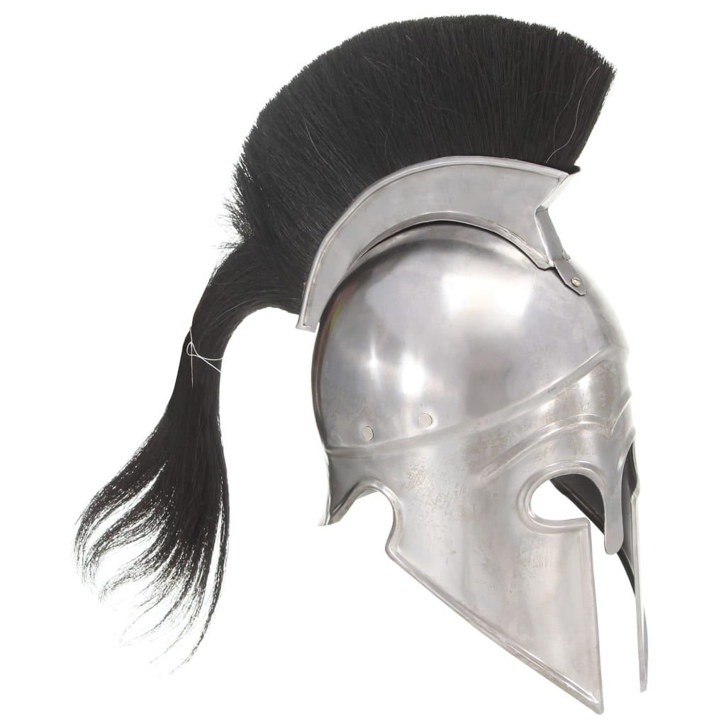 vidaXL Griechischer Krieger-Helm Antik Replik für LARP Silbern Stahl