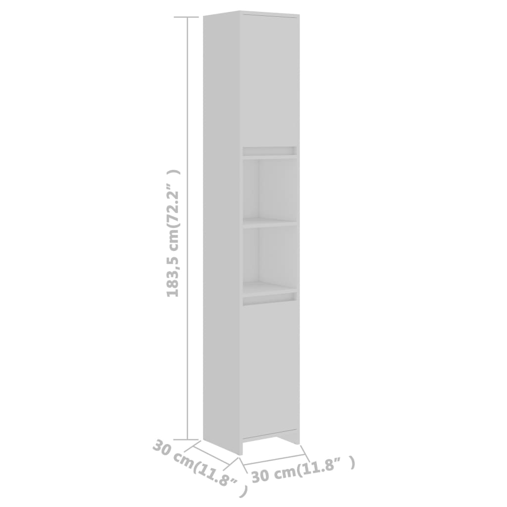 vidaXL Badezimmerschrank Weiß 30x30x183,5 cm Holzwerkstoff