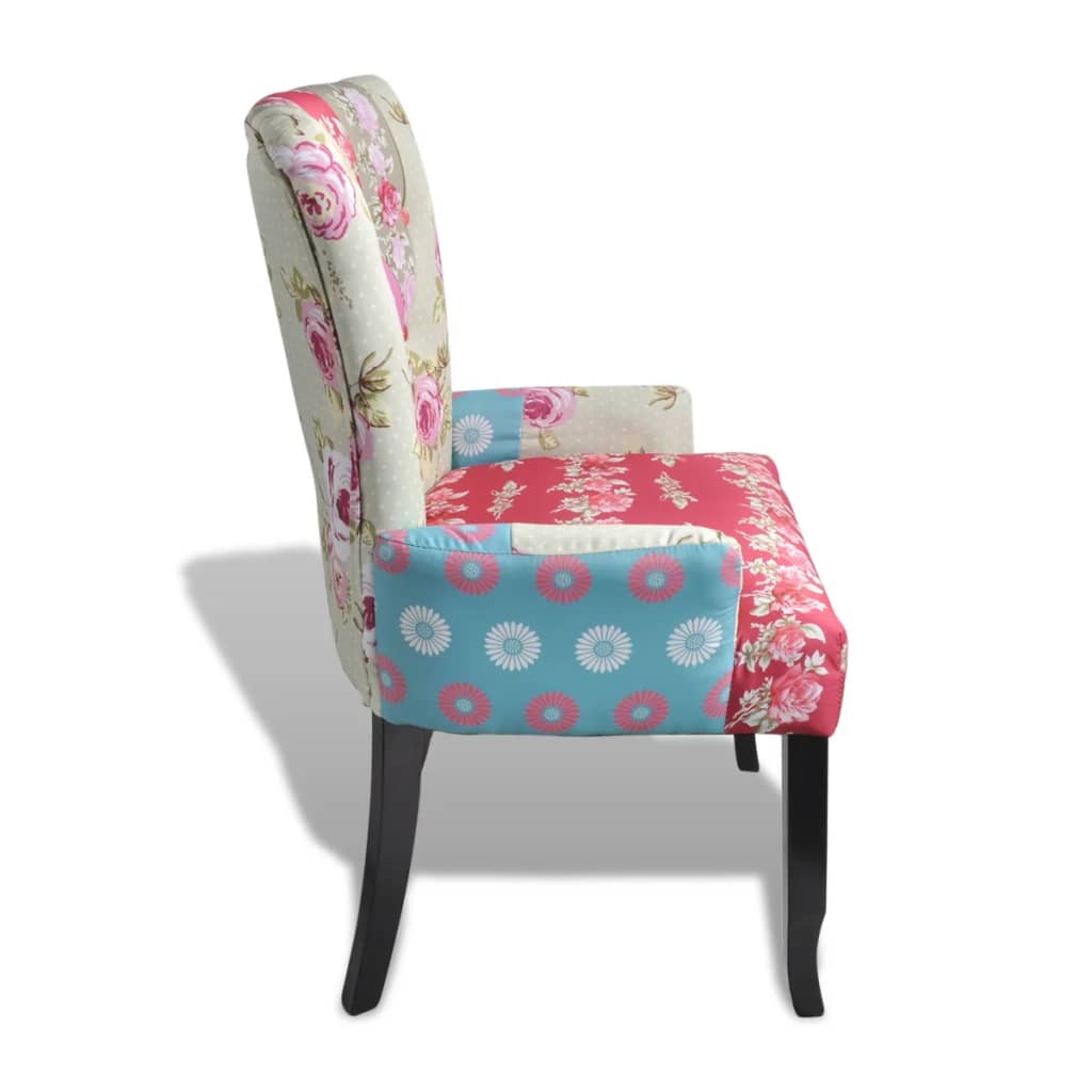 vidaXL Französischer Stuhl mit Patchwork-Design Stoff
