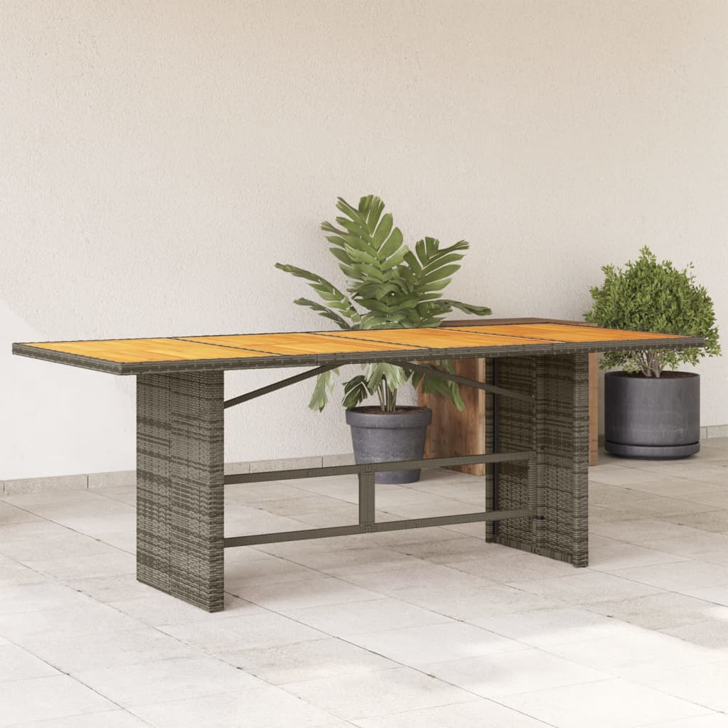 vidaXL Gartentisch mit Akazienholz-Platte Grau 190x80x74cm Poly Rattan