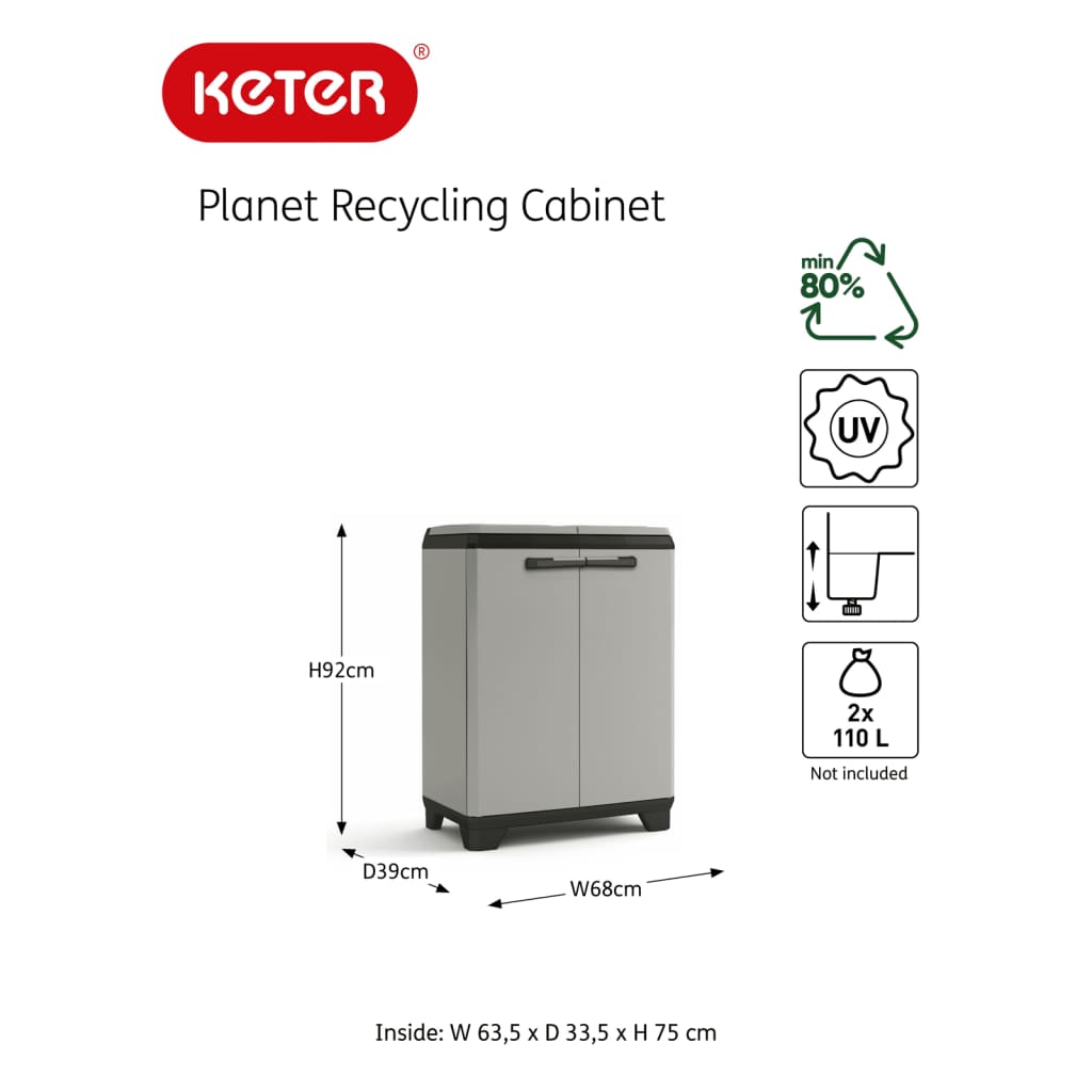 Keter Recycling-Schrank Planet Grau und Schwarz