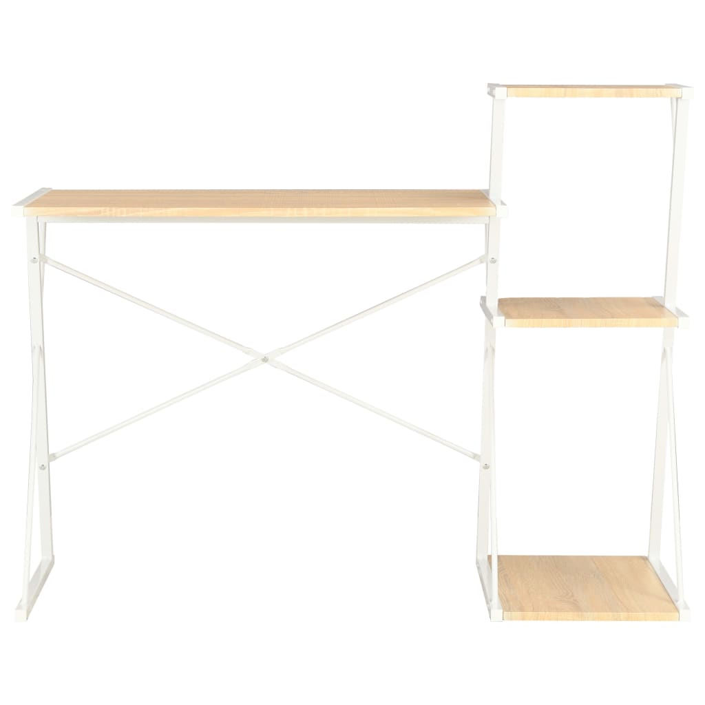 vidaXL Schreibtisch mit Regal Weiß und Eiche 116×50×93 cm