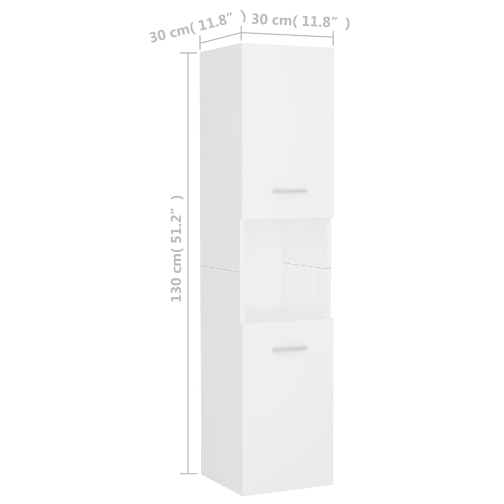 vidaXL Badezimmerschrank Weiß 30x30x130 cm Holzwerkstoff