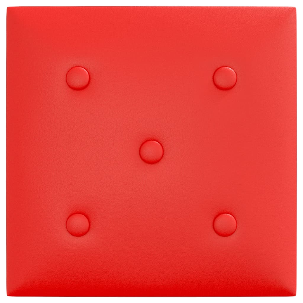 vidaXL Wandpaneele 12 Stk. Rot 30x30 cm Kunstleder 1,08 m²