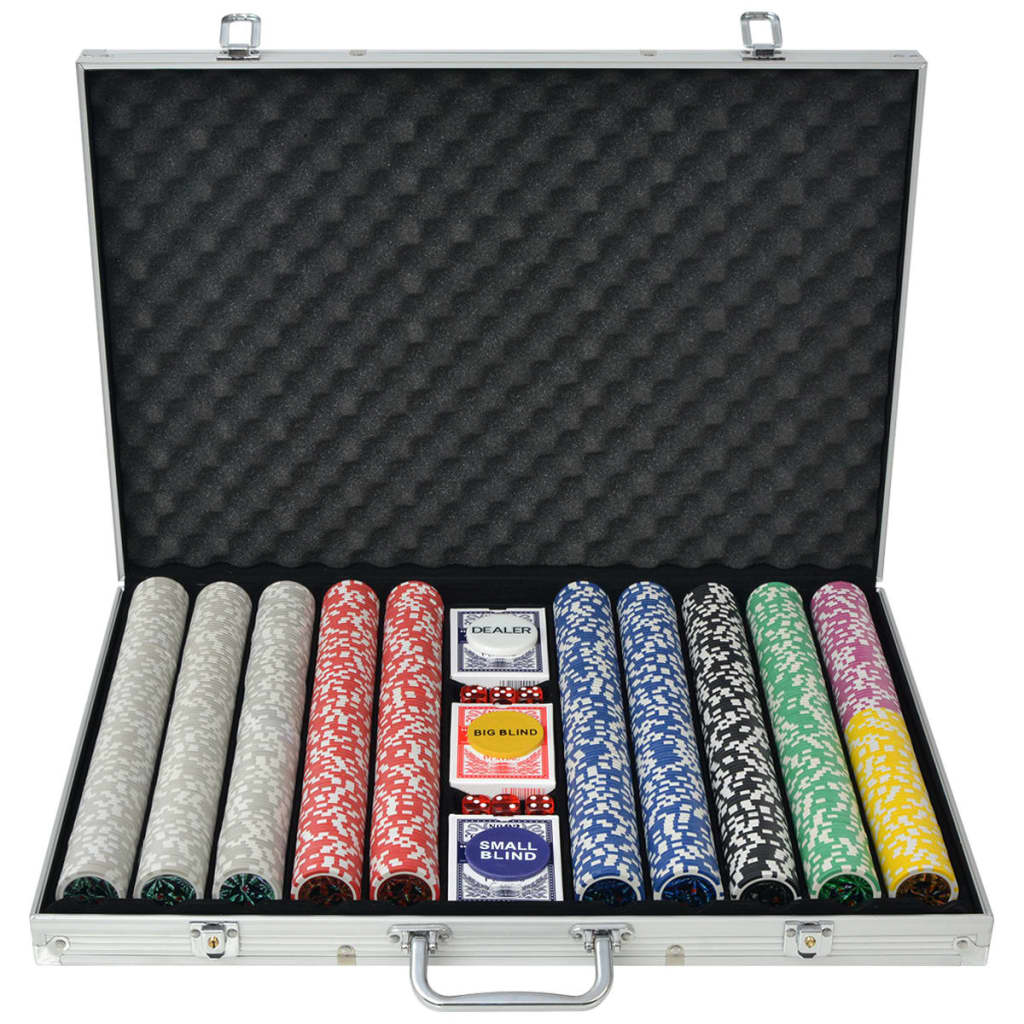vidaXL Poker Set mit 1.000 Laserchips Aluminium | vidaXL.at