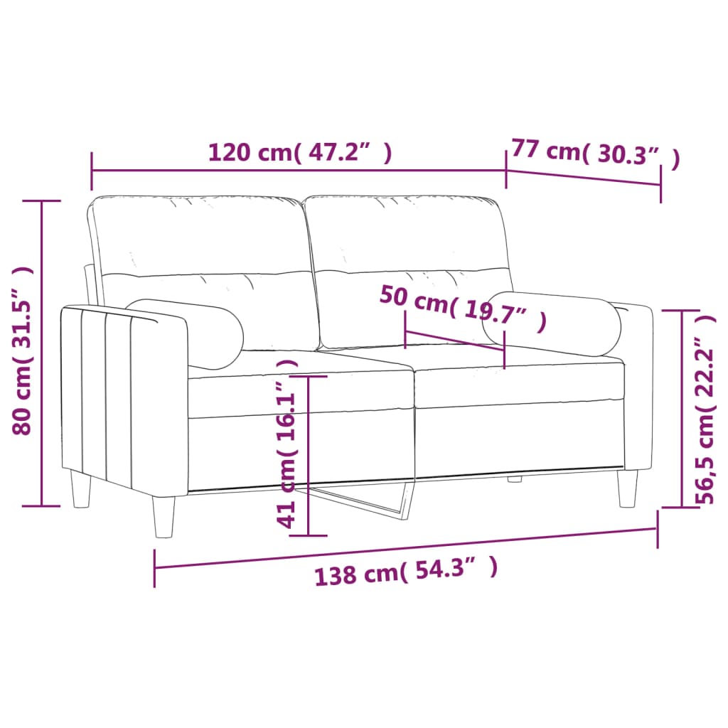 vidaXL 2-Sitzer-Sofa mit Kissen Dunkelgrau 120 cm Stoff