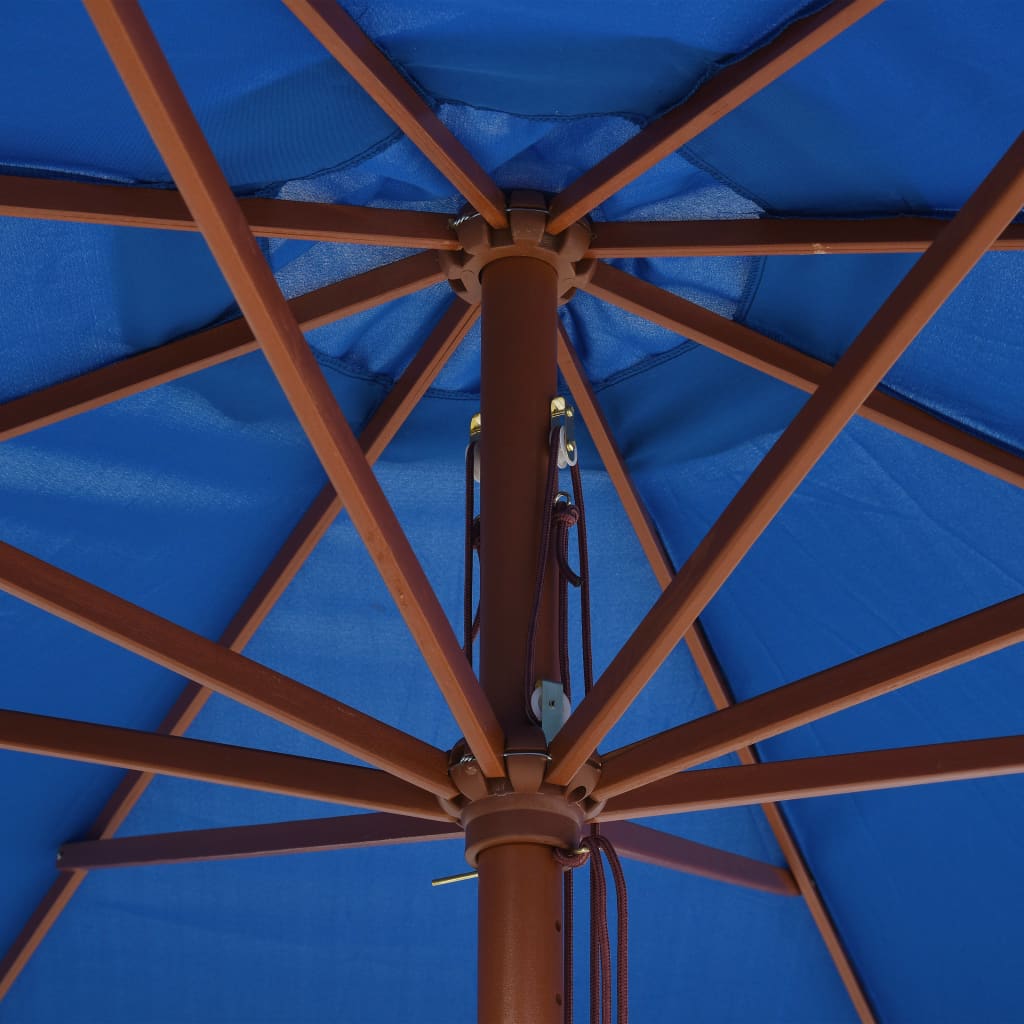 vidaXL Sonnenschirm mit Holzmast 350 cm Blau